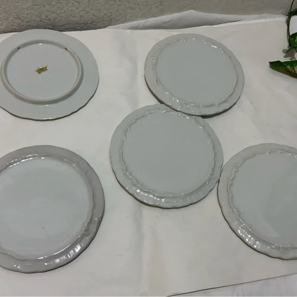 Vintage Rynnes China Japanese Plate Set of 5 Desserts Appetizers G15